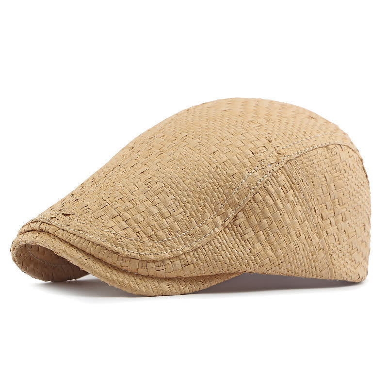 Béret plat unisexe élégant en paille tissée