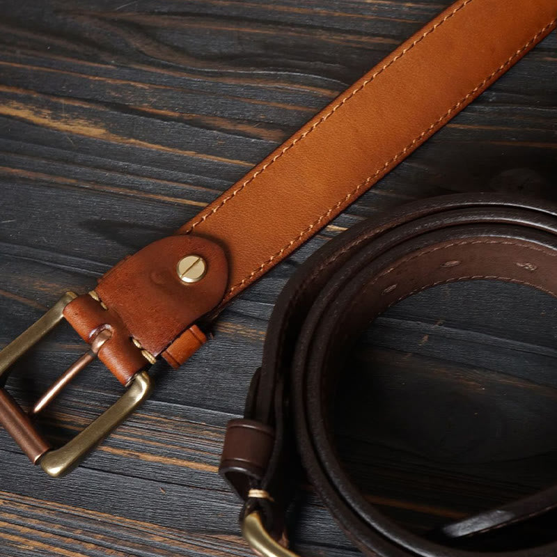 Ceinture en cuir à motif floral en relief avec boucle en laiton massif