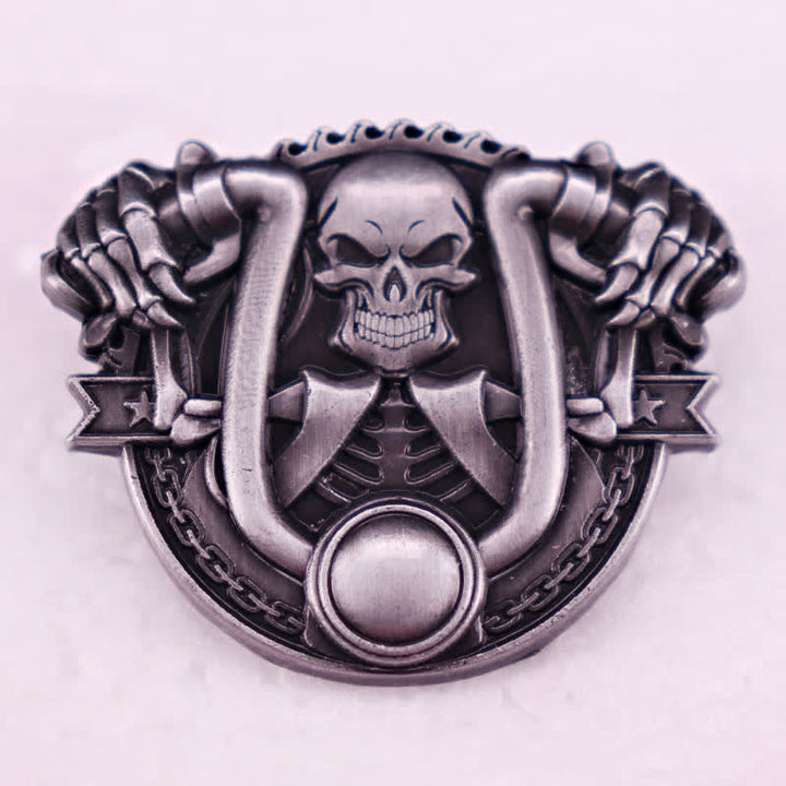 Broche squelette de moto en argent de style punk