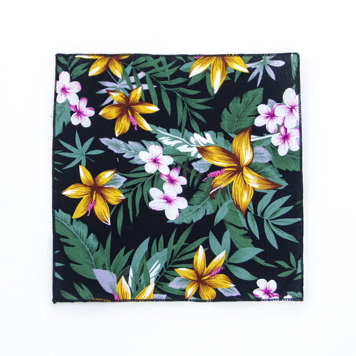 Pochette de costume en coton à motifs floraux pour homme