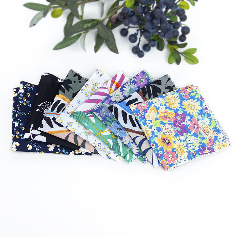 Pochette de costume en coton à motifs floraux pour homme