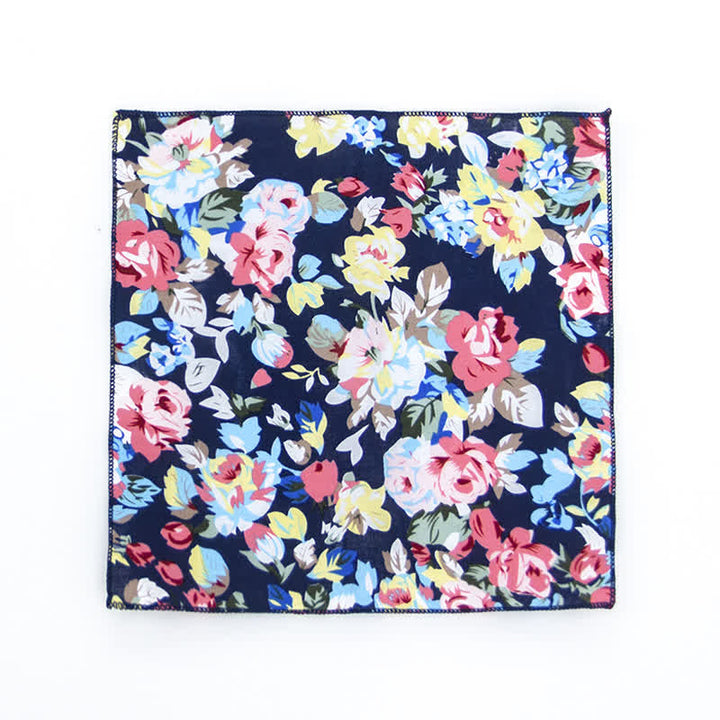 Pochette de costume en coton à motifs floraux pour homme