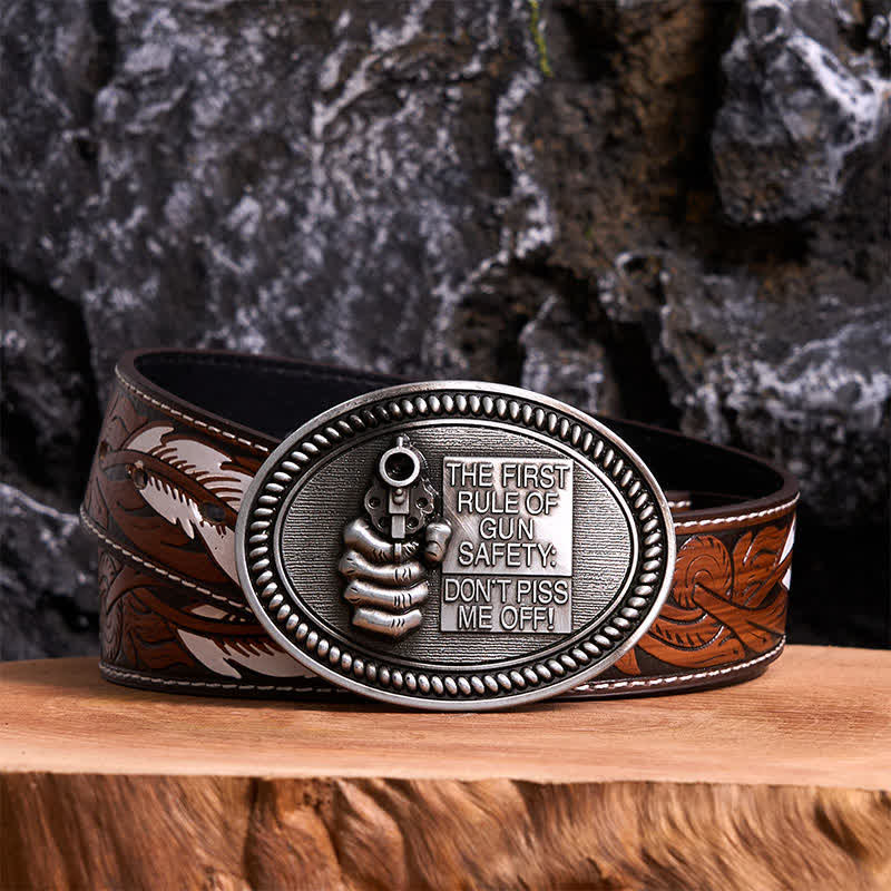 Boucle de ceinture en cuir à faire soi-même, style Outlaw Attitude, pour la sécurité des armes à feu