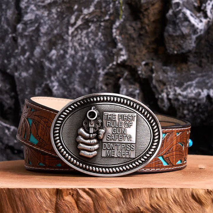 Boucle de ceinture en cuir à faire soi-même, style Outlaw Attitude, pour la sécurité des armes à feu