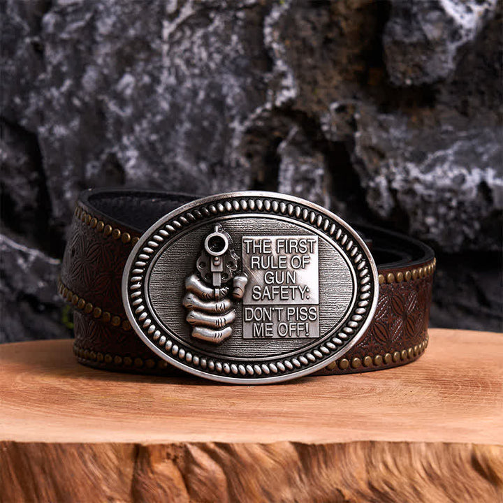 Boucle de ceinture en cuir à faire soi-même, style Outlaw Attitude, pour la sécurité des armes à feu