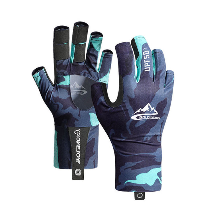 Gants de pêche en plein air, demi-doigts, en tissu de soie glacée, protection UV