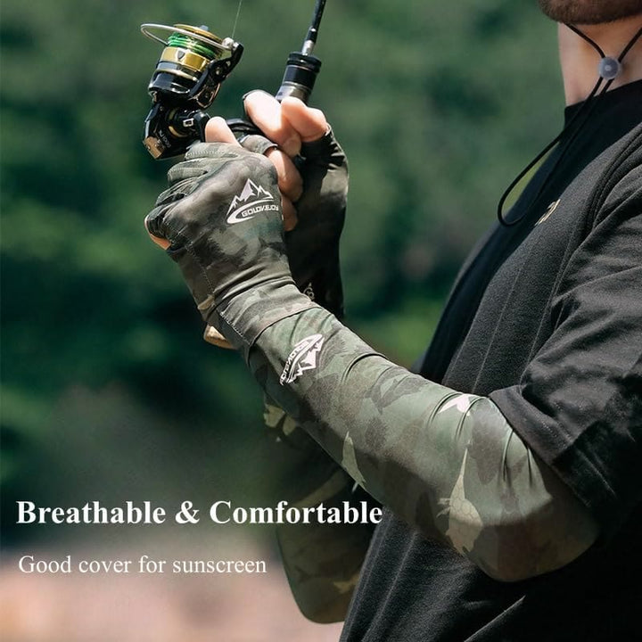 Gants de pêche en plein air, demi-doigts, en tissu de soie glacée, protection UV