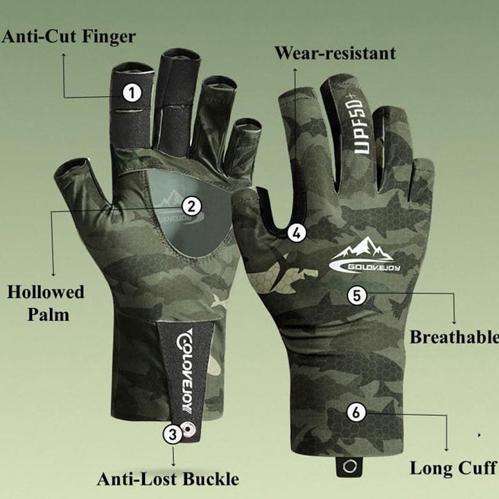 Gants de pêche en plein air, demi-doigts, en tissu de soie glacée, protection UV