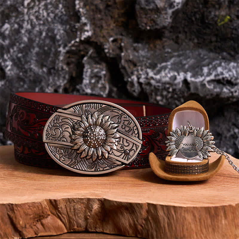 Ensemble de colliers et boucles de ceinture à couteau caché argentés à faire soi-même, thème tournesol