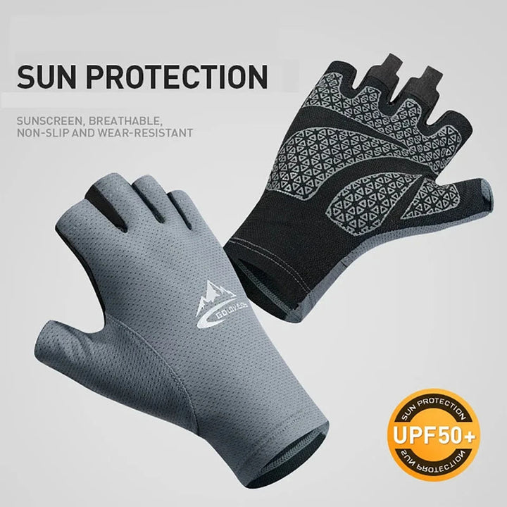 Gants demi-doigts respirants en soie glacée pour l'extérieur, protection solaire