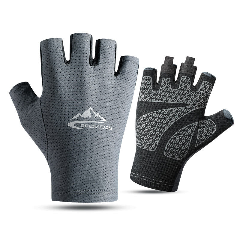 Gants demi-doigts respirants en soie glacée pour l'extérieur, protection solaire