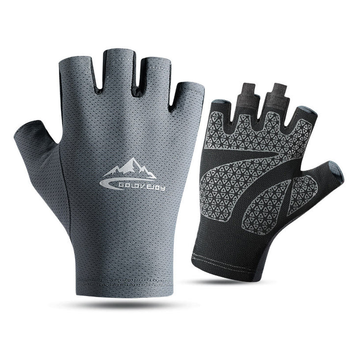 Gants demi-doigts respirants en soie glacée pour l'extérieur, protection solaire