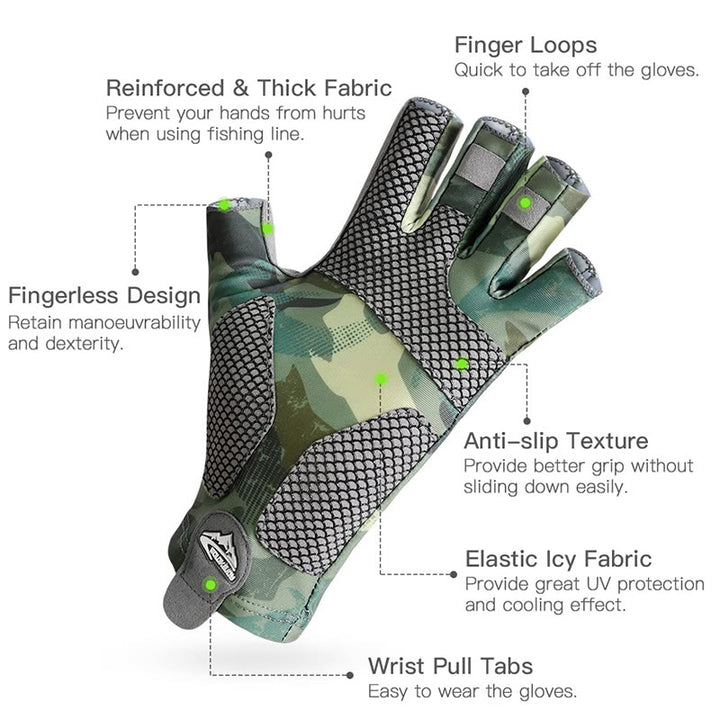 Gants d'extérieur antidérapants, respirants et hautement élastiques, demi-doigts en soie glacée