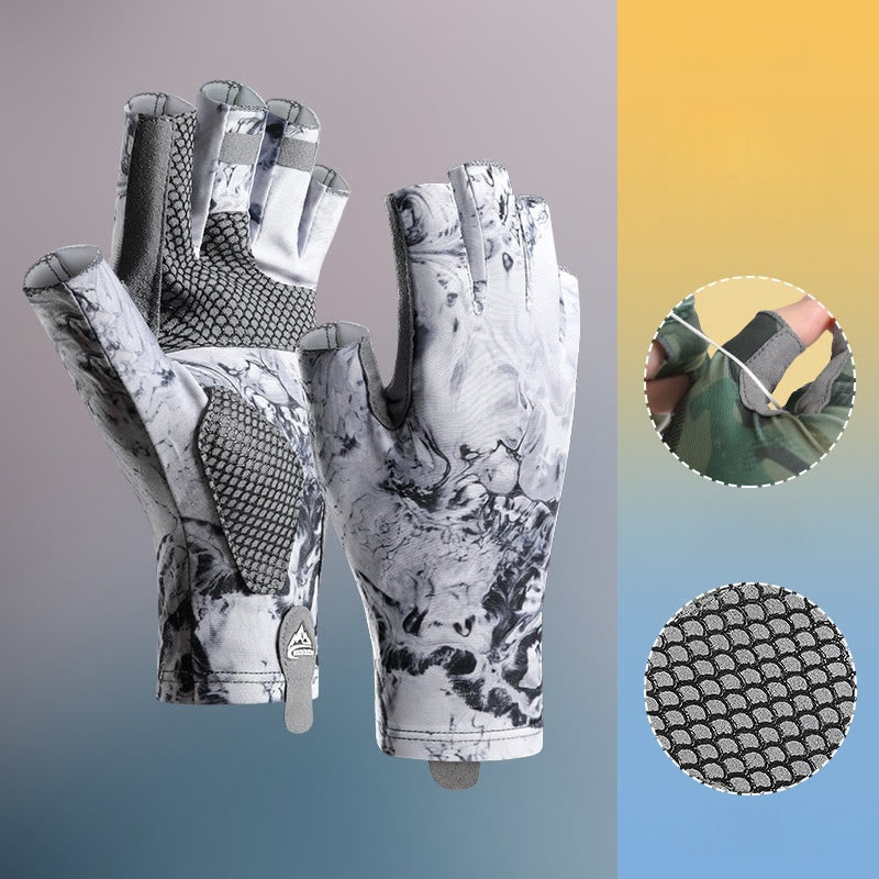 Gants d'extérieur antidérapants, respirants et hautement élastiques, demi-doigts en soie glacée