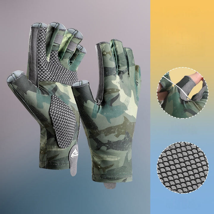 Gants d'extérieur antidérapants, respirants et hautement élastiques, demi-doigts en soie glacée
