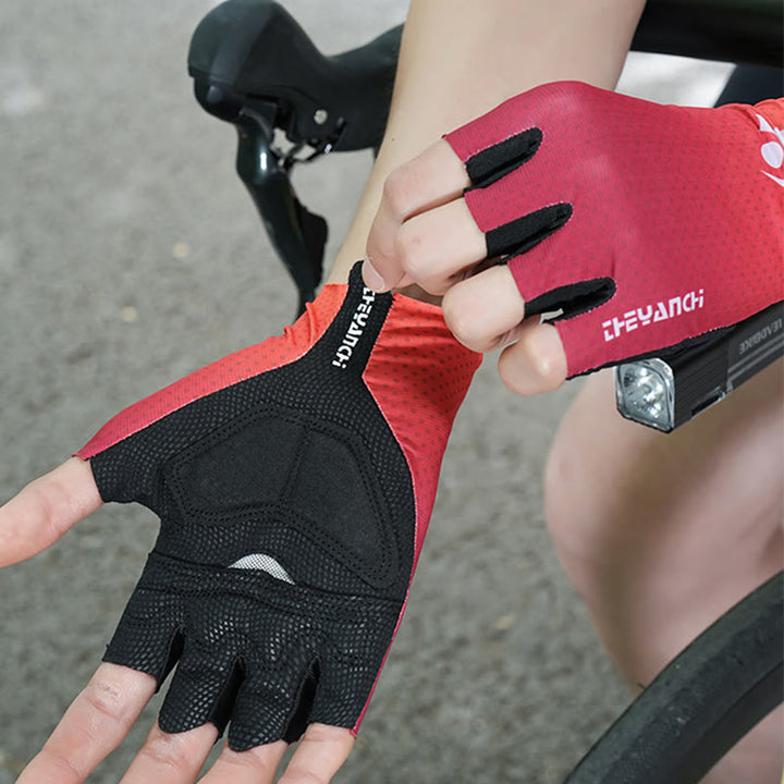 Gants de cyclisme demi-doigts antidérapants en soie glacée