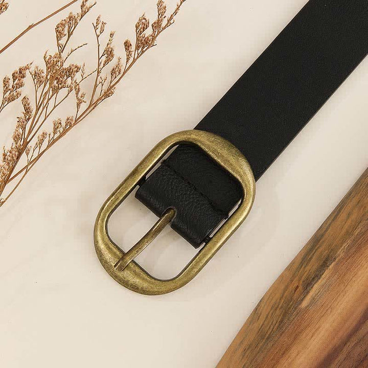 Ceinture en cuir noir à rivets en métal lourd pour femme