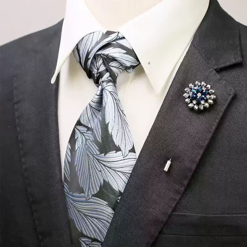 Ensemble de 2 cravates larges à motifs de plumes bleu clair et noir pour homme