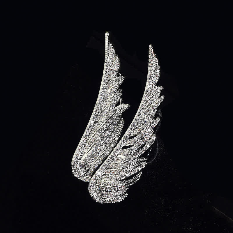 Broche exquise en forme de plume avec ailes d'ange pour femme