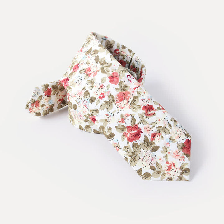 Cravate en coton à motif de fleurs fraîches et mignonnes pour hommes