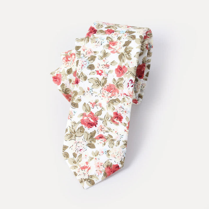 Cravate en coton à motif de fleurs fraîches et mignonnes pour hommes