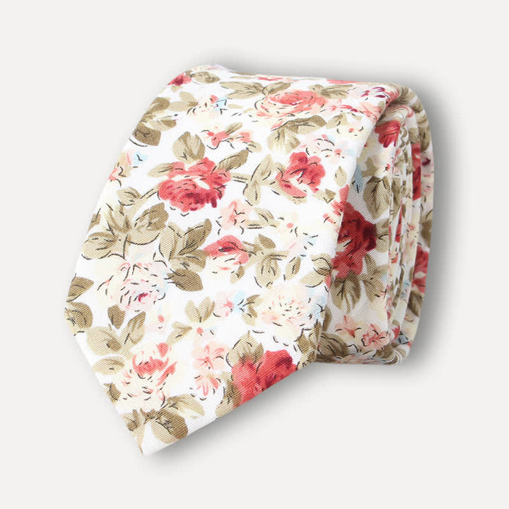 Cravate en coton à motif de fleurs fraîches et mignonnes pour hommes