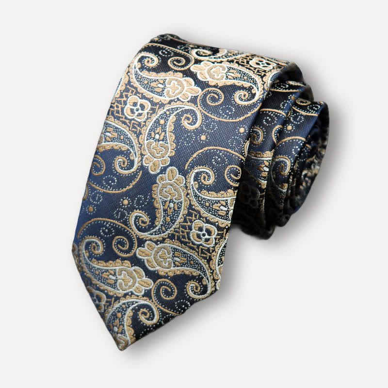 Cravate bleu marine à motif cachemire exotique pour homme