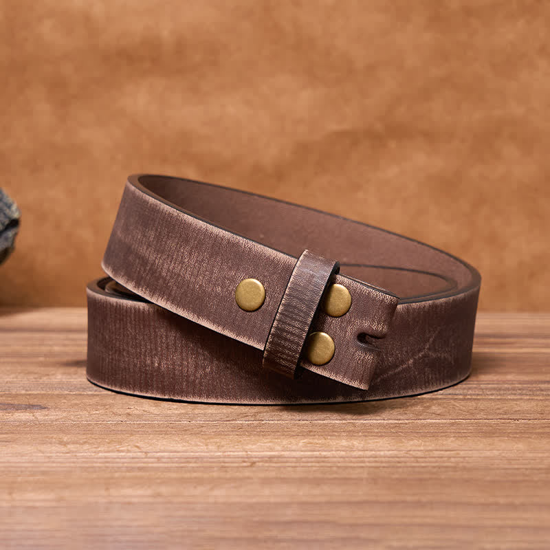 Ceinture en cuir avec boucle en acier inoxydable et monogramme personnalisé simple - Miroir Argent - Ceinture marron vieillie - 42 - image 10