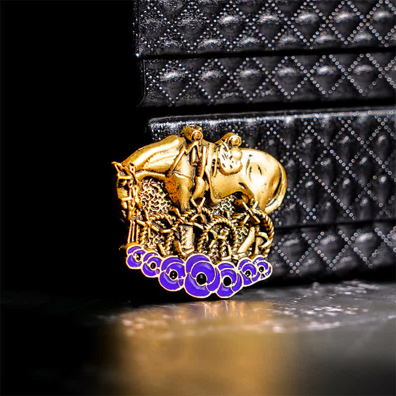 Broche coquelicot violet souvenir du cheval de guerre