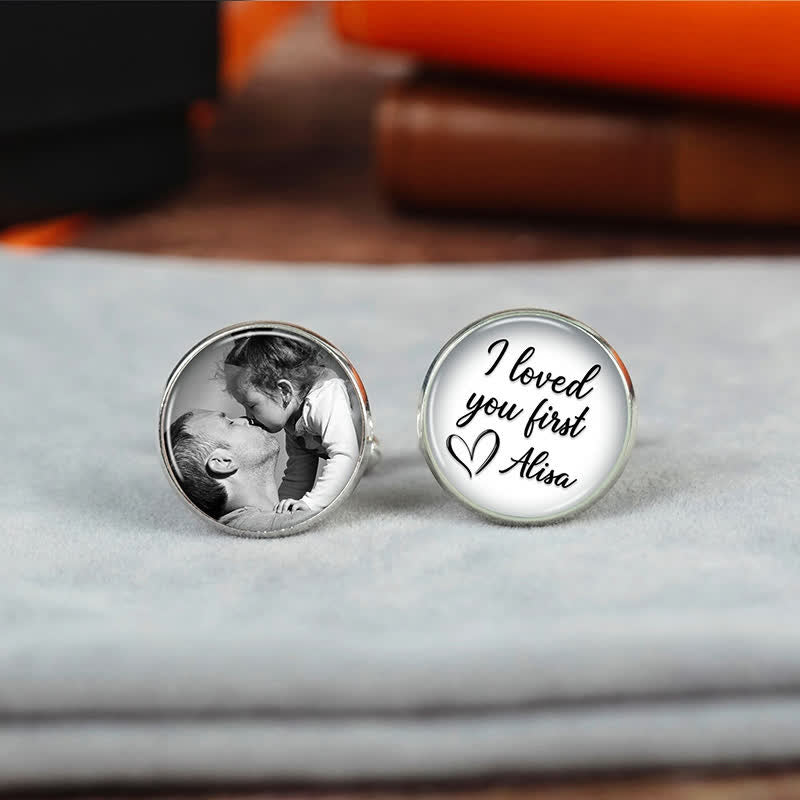 1 paire de boutons de manchette ronds personnalisés avec photo et nom