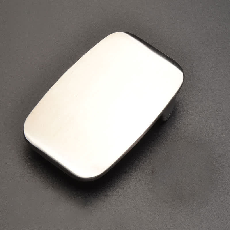 Ceinture en cuir avec boucle en acier inoxydable et monogramme personnalisé simple - Argent mat - Sans ceinture - Ceinture non incluse - image 3