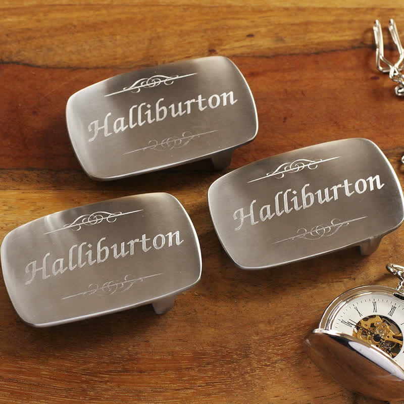 Ceinture en cuir avec boucle en acier inoxydable et monogramme personnalisé simple - image 2