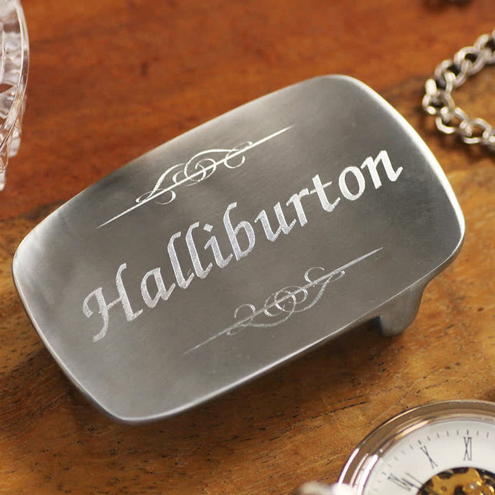 Ceinture en cuir avec boucle en acier inoxydable et monogramme personnalisé simple - image 1