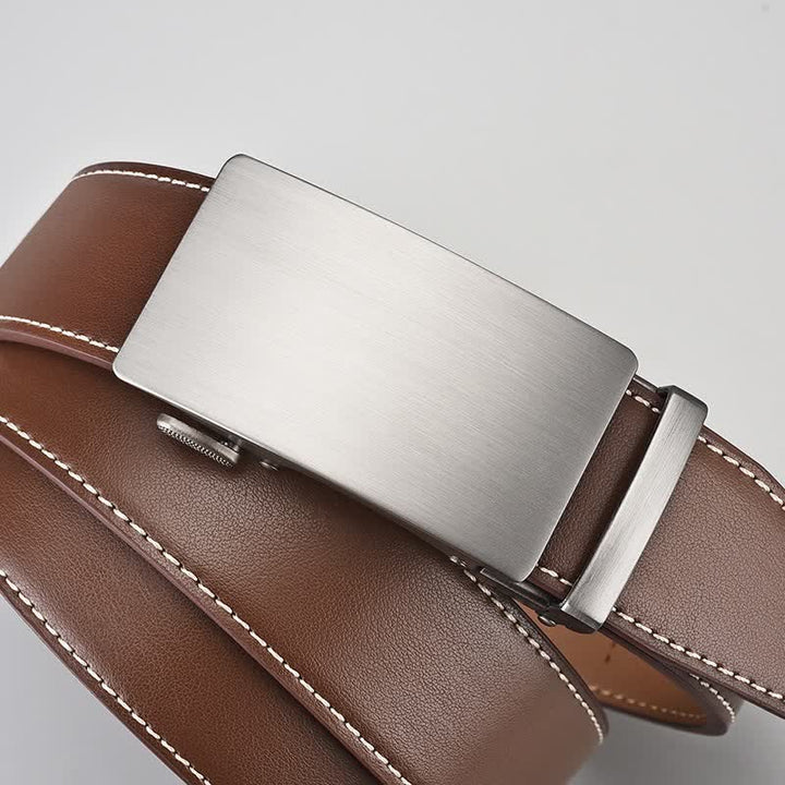 Ceinture en cuir marron simple à boucle automatique pour homme d'affaires