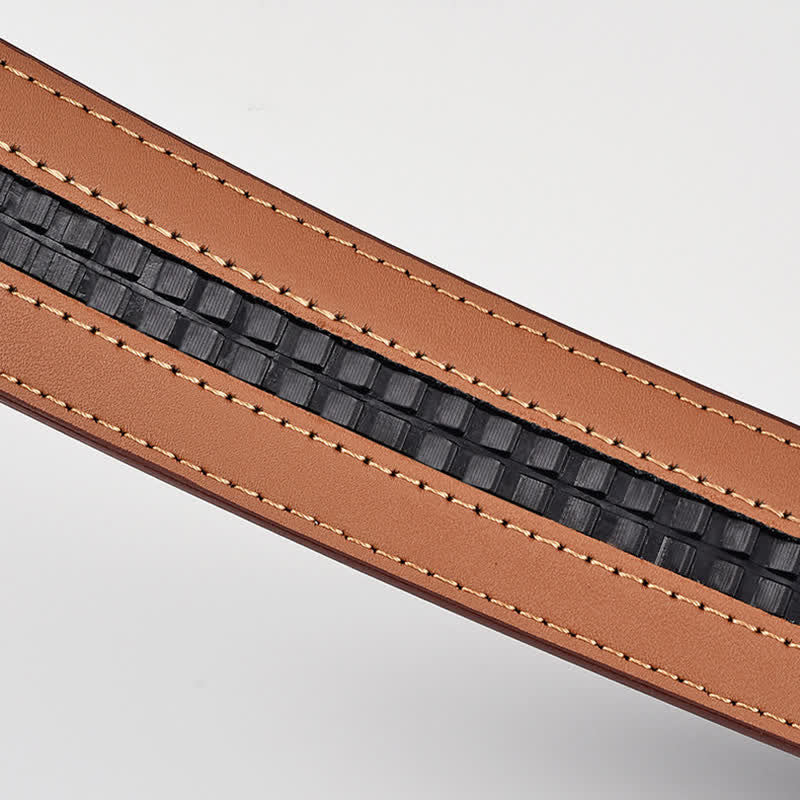 Ceinture en cuir marron simple à boucle automatique pour homme d'affaires