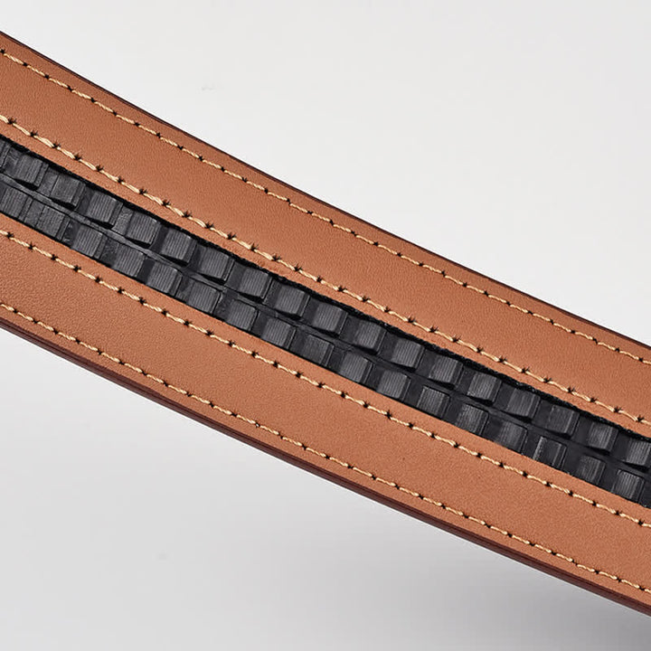 Ceinture en cuir marron simple à boucle automatique pour homme d'affaires