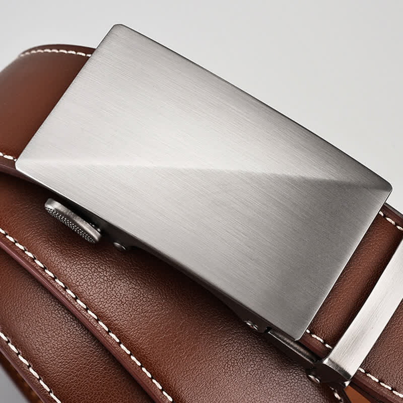 Ceinture en cuir marron simple à boucle automatique pour homme d'affaires