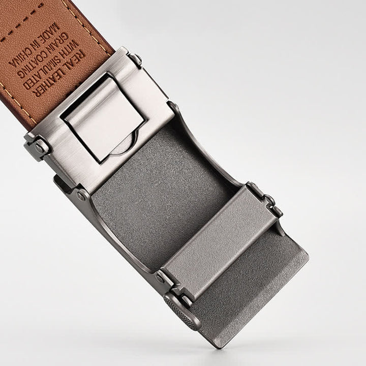 Ceinture en cuir marron simple à boucle automatique pour homme d'affaires