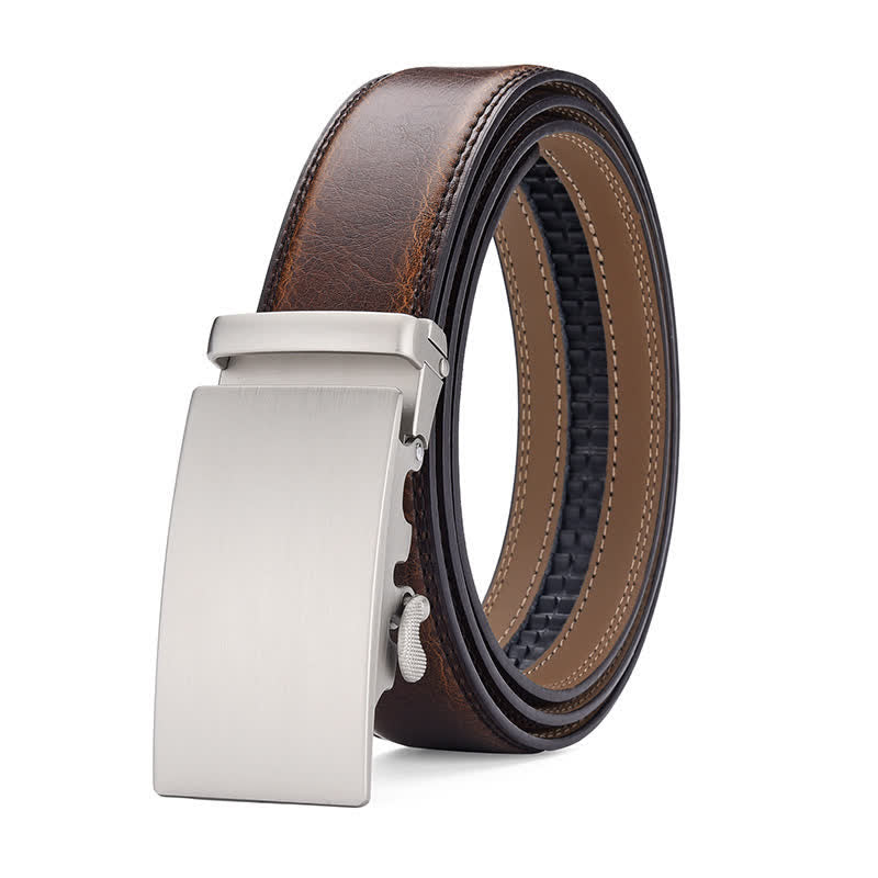 Ceinture en cuir mat vierge à boucle automatique et motif craquelé