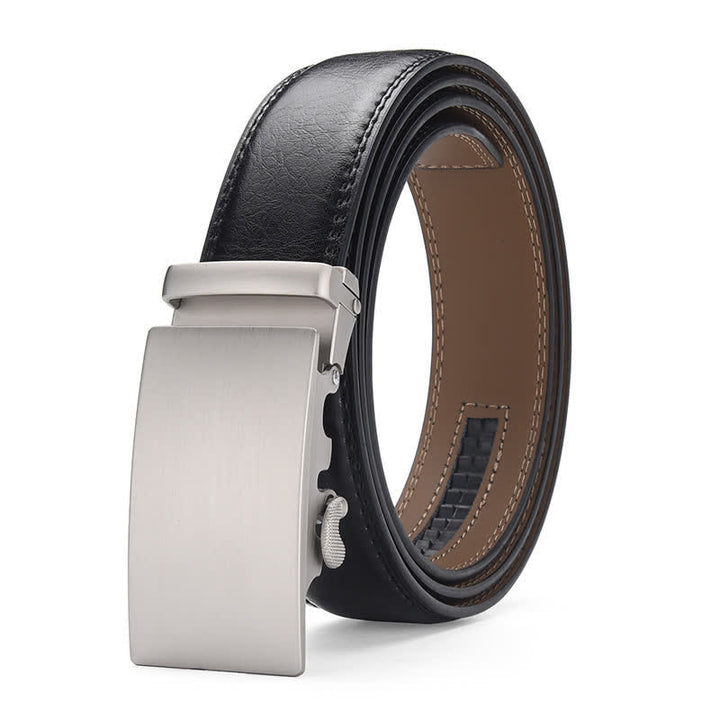 Ceinture en cuir mat vierge à boucle automatique et motif craquelé