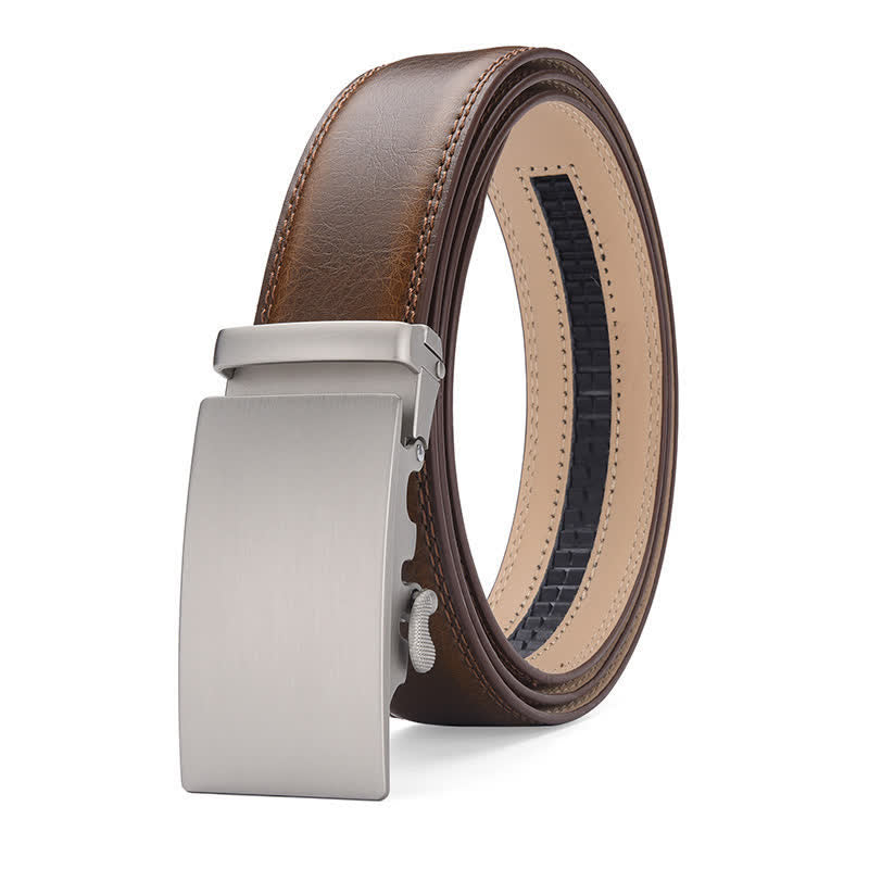 Ceinture en cuir mat vierge à boucle automatique et motif craquelé