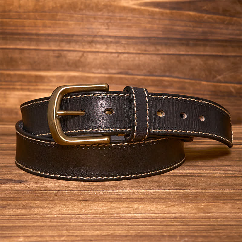 Ceinture en cuir de vachette cousue de luxe pour homme