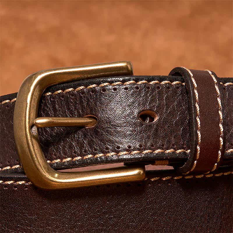 Ceinture en cuir de vachette cousue de luxe pour homme
