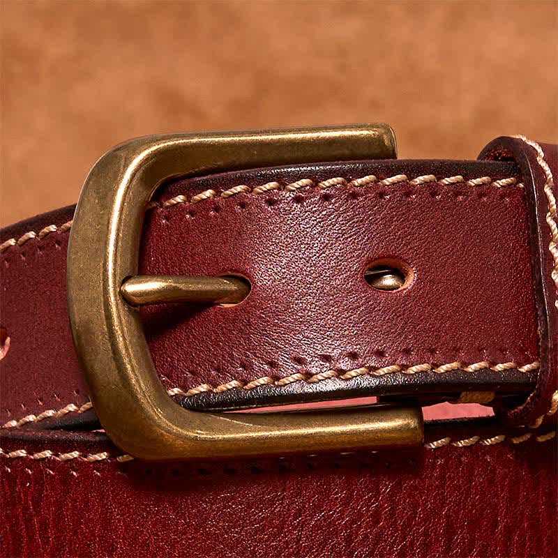 Ceinture en cuir de vachette cousue de luxe pour homme