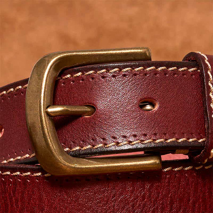 Ceinture en cuir de vachette cousue de luxe pour homme