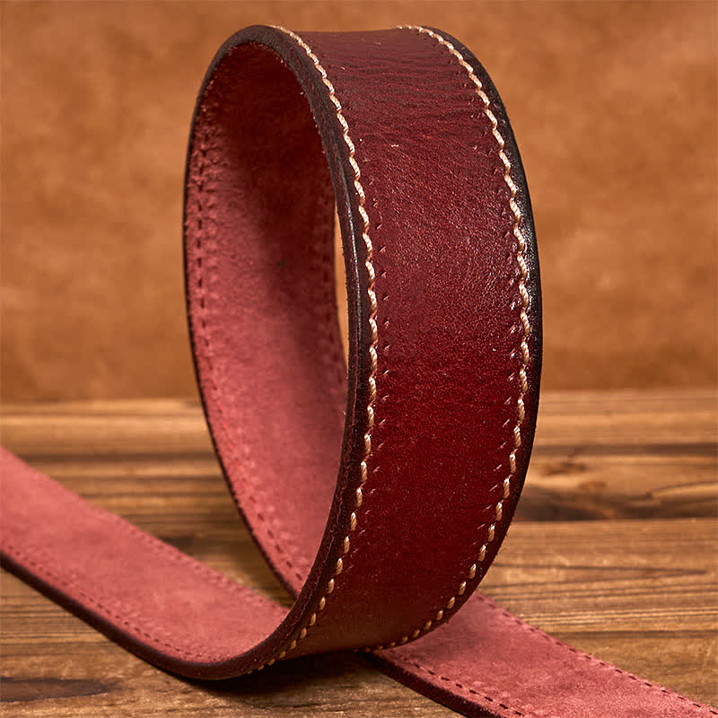 Ceinture en cuir de vachette cousue de luxe pour homme