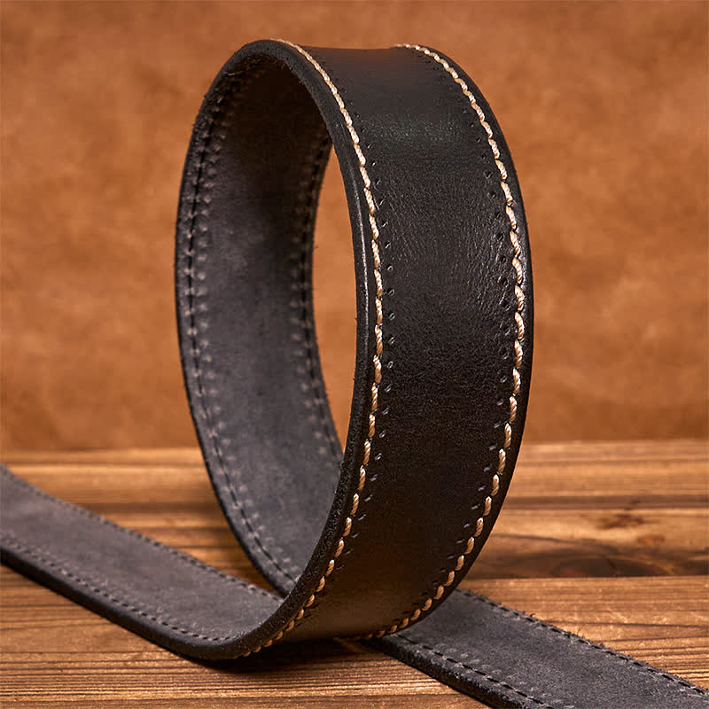 Ceinture en cuir de vachette cousue de luxe pour homme
