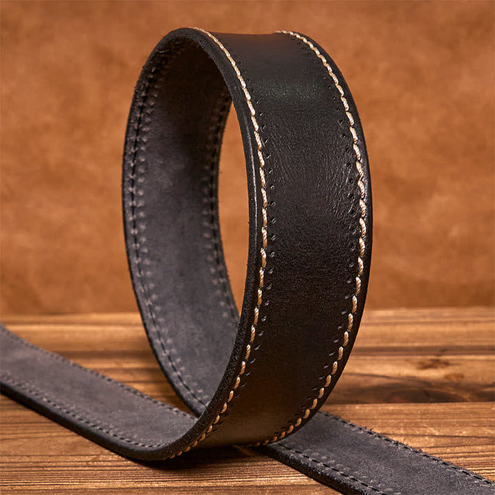 Ceinture en cuir de vachette cousue de luxe pour homme
