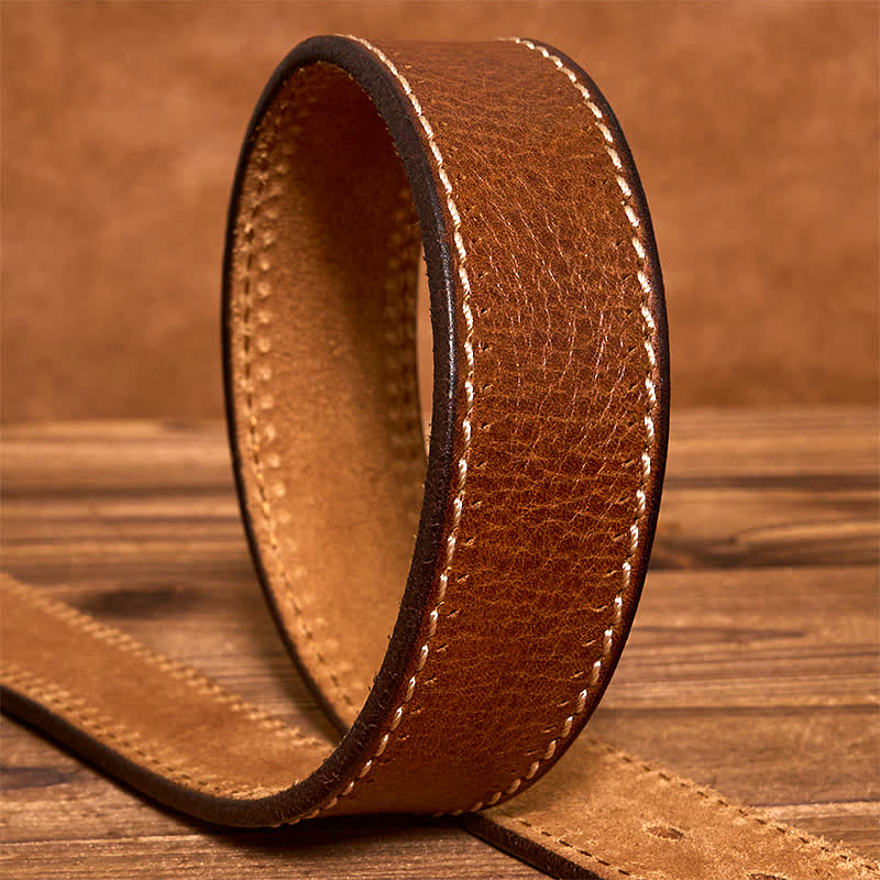 Ceinture en cuir de vachette cousue de luxe pour homme