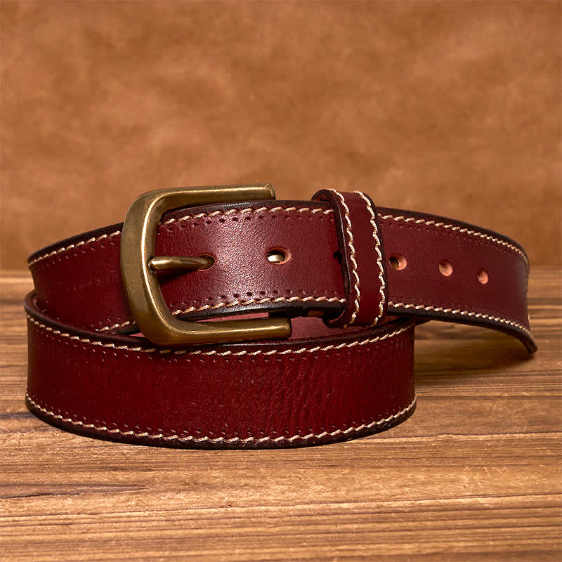 Ceinture en cuir de vachette cousue de luxe pour homme